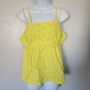 Anthropologie Postmark Women's 8 Yellow Tank Top Blouse Tennis Racquet Strappy